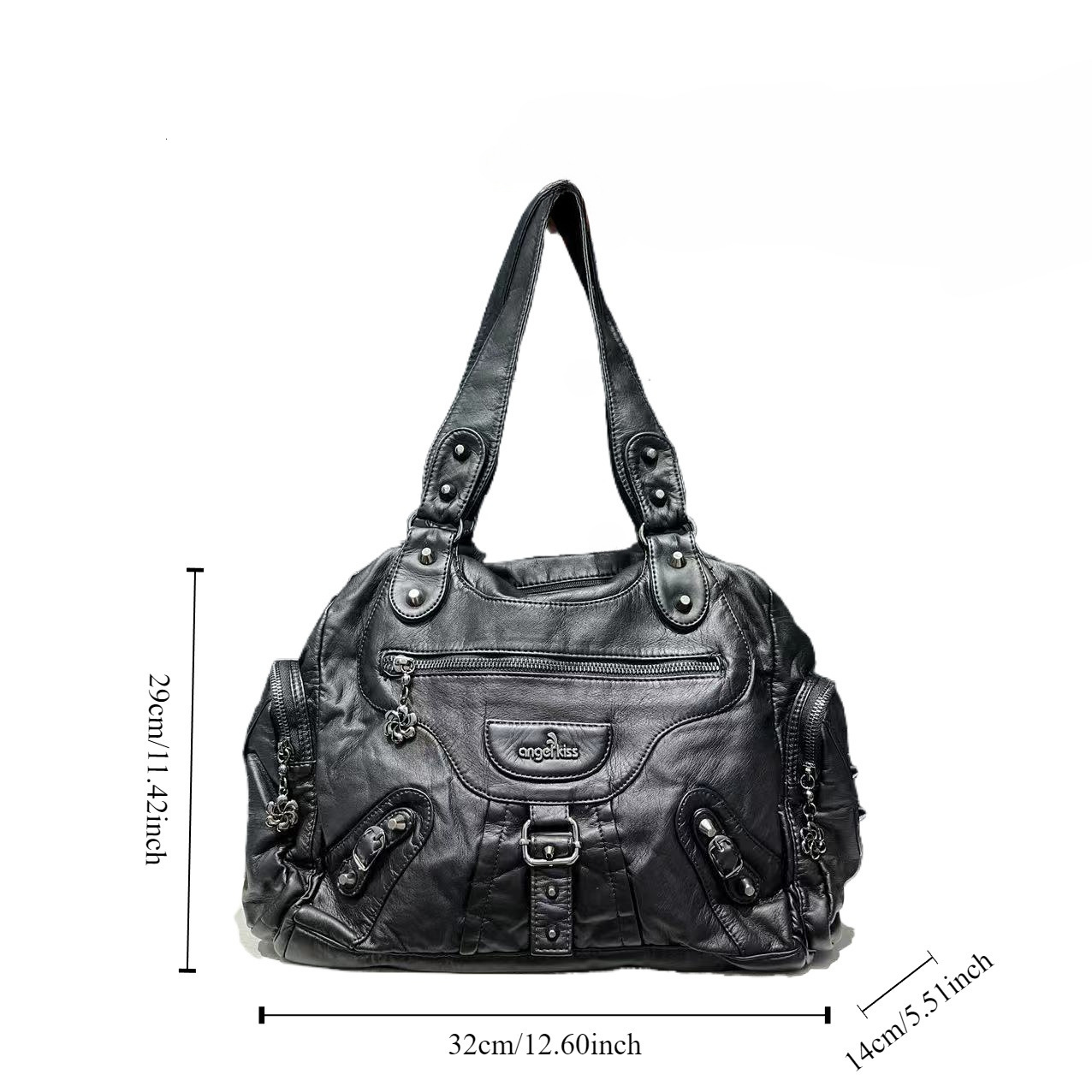 Y2k Vintage Womens Shoulder Bag Large Capacity Casual Pu Leather Tote Bag American Retro Ladies Armpit Bag 241125