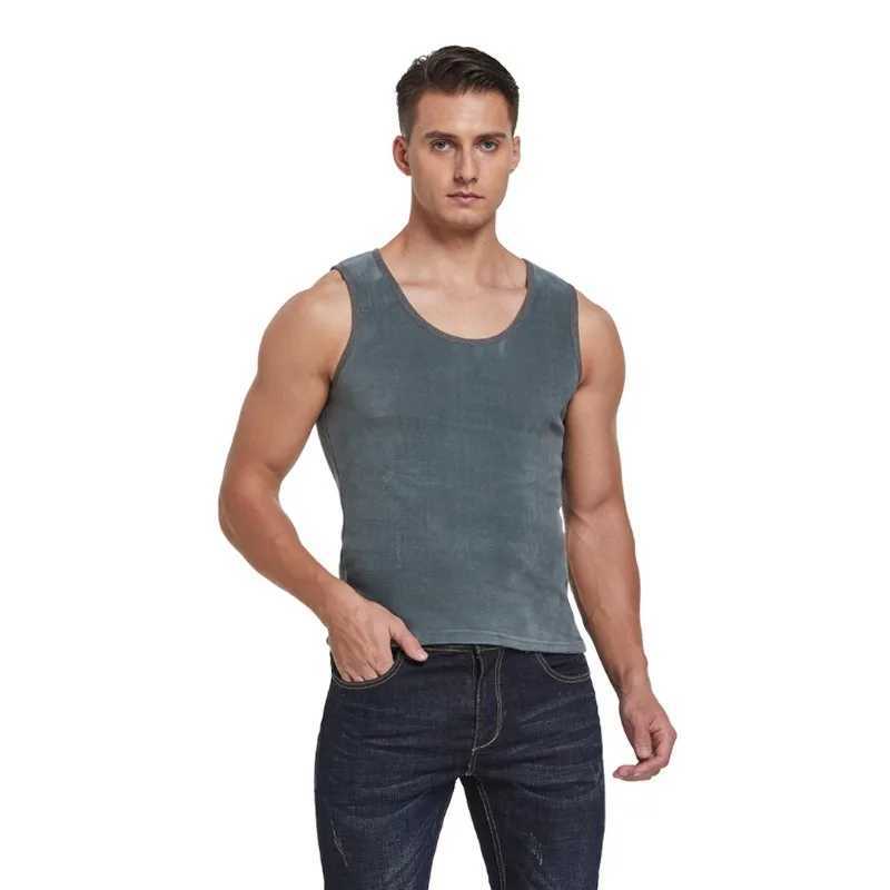 Men Thermal Vest Gold Velvet Sleeveless Underwear Base and Thickened DoubleFaced Men Vest Black Sleeveless Top H251017