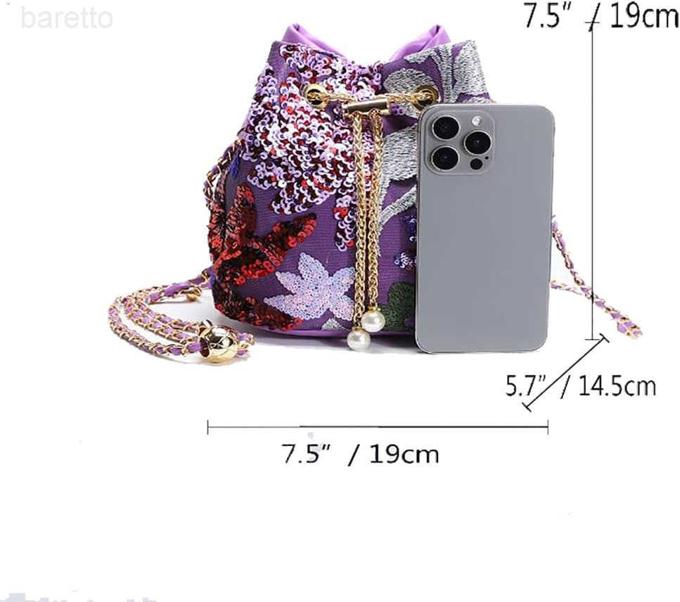 Bucket Bag Chinese Retro Crossbody Bags Embroidered Flowers Chain Handbag For Travel Daily Shopping 1PCS Z251017
