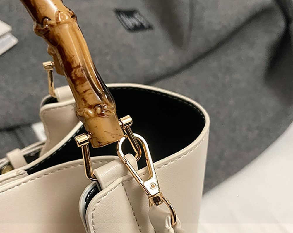 Womens Bucket Bag Trendy Crossbody Bags For Women Vegan Leather Bamboo Handle Shoulder Handbags Spring Summer Travel Purse Z251017