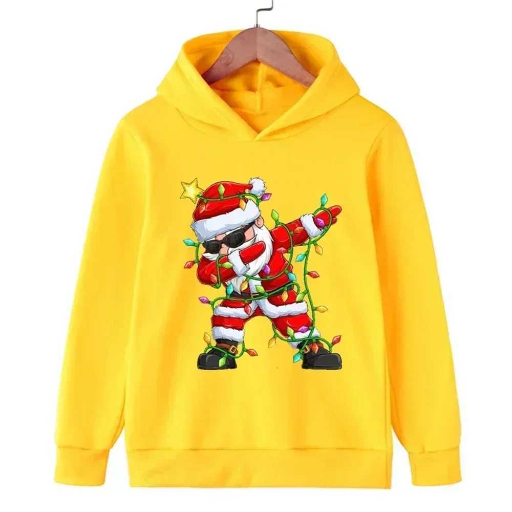 Autumn and winter Christmas Santa Claus pattern printed childrens hoodie boys and girls sweatshirt longsleeved warm pullover C251017