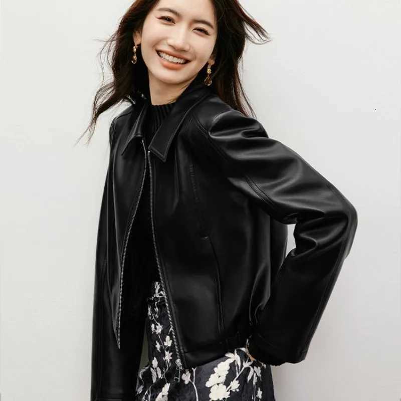 Textured PU Leather Jacket Short Cropped Motorcycle Style 2025 Spring Fall Sweet Cool Y2K Fashion Casual Streetwear CoatT251017