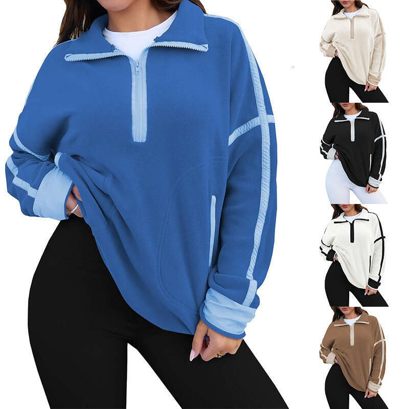 Women's Clothing Autumn Winter New Half High Collar Sweatshirt Casual Drawstring Short Loose Top B5