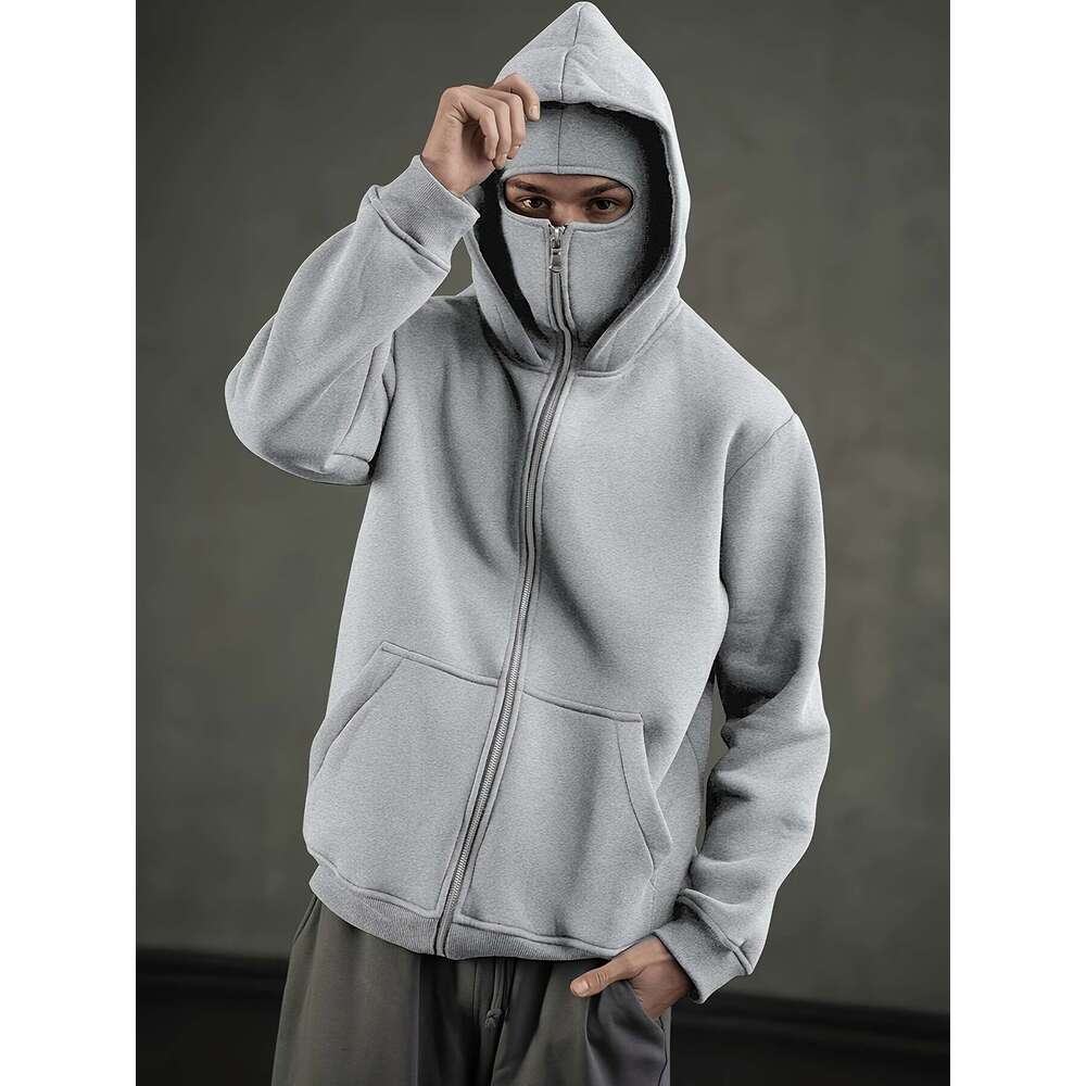 Men's Heavyweight Hooded Sweatshirt - Full-Zip Pullover Hoodie With Front Zipper Closure, Hine Washable Winter Hoodie, Wear, Sporty Style, Comfor