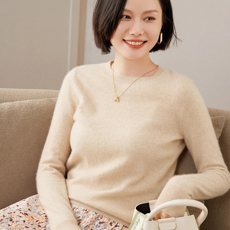 100 Pure Goat Cashmere Knitted Pullovers ONeck Sweaters Women Soft High Quality Ladies Jumpers Clothes 251013