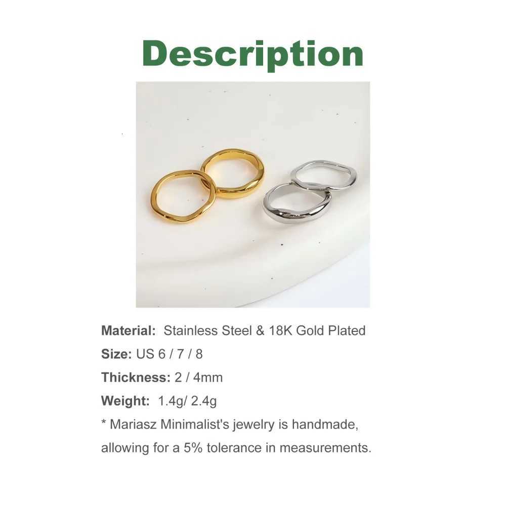 Ripple Stainless Steel Rings For women Gold Color Chunky Band Stackable Silver Stacking Irregular Wave Minimalist Jewelry SetW251017