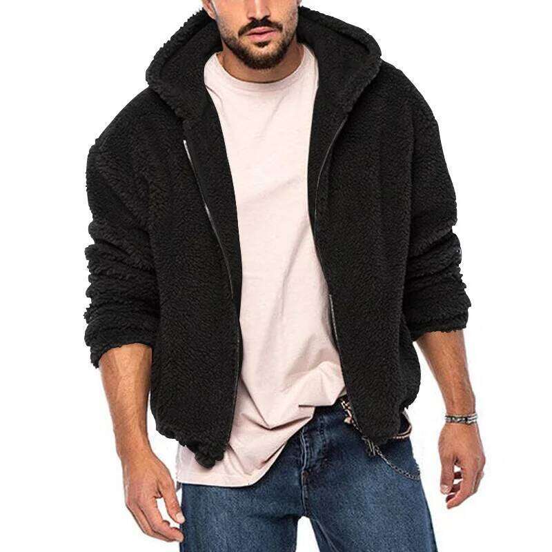 Autumn/Winter Zipper Vintage Thermal Jacket, Men's Casual Street Wear Pocket Down Double-Polarity Hooded Jacket