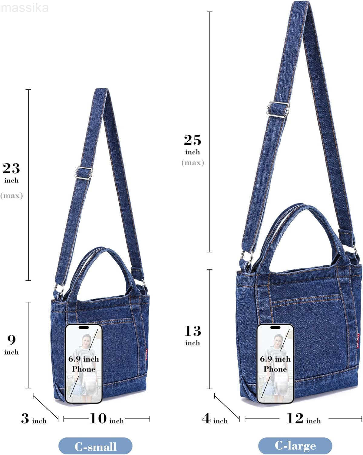 Denim Purse Jean Tote Bag for Women Crossbody Shoulder Weekend Bags Denim Purses and Handbags for Women M251017