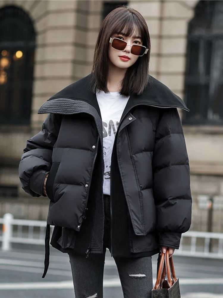 AmaxE 2024 Winter Snow Clothes Women Fashion Loose Warm Duck Down Jackets Ladies Casual Thicken Parkas Classic Coats W251016