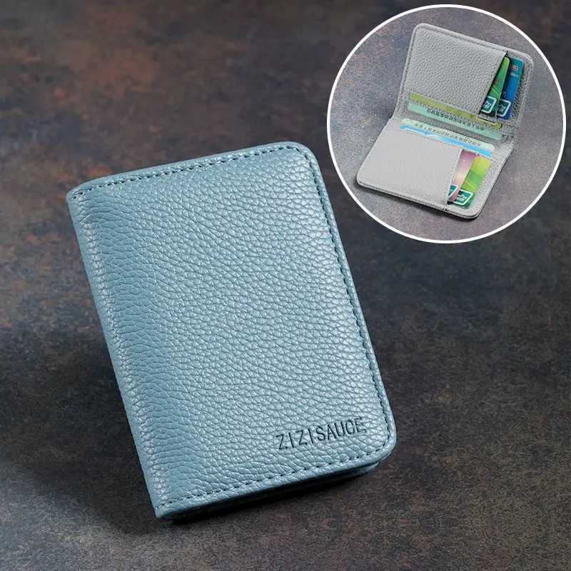 Multicard Slot Solid Color Portable Leather Card Case Universal Bank Card Credit Card ID Bus Card Holder Travel Card OrganizerW251017