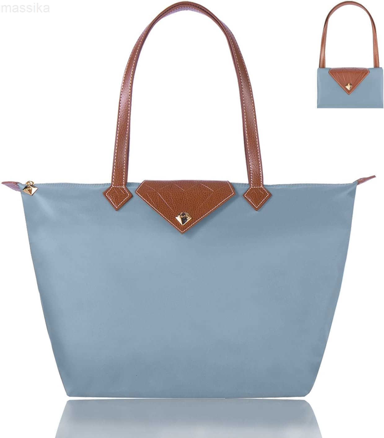 Women Tote BagStylish Waterproof Nylon Ladies Shoulder Bag Folding Beach Travel Bag for WorkShopping Large M251017