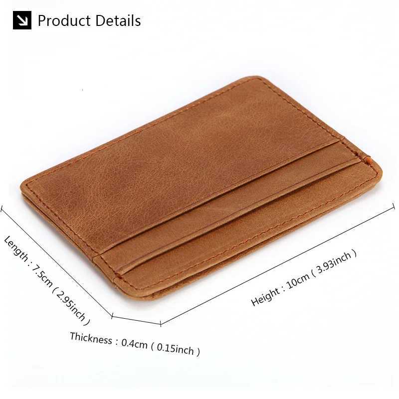 New Arrival Genuine Leather Mini Wallet Man Slim Credit Card Holder Mens Small Purse ID Card Case 4 Slots For Women Coin PocketW251017