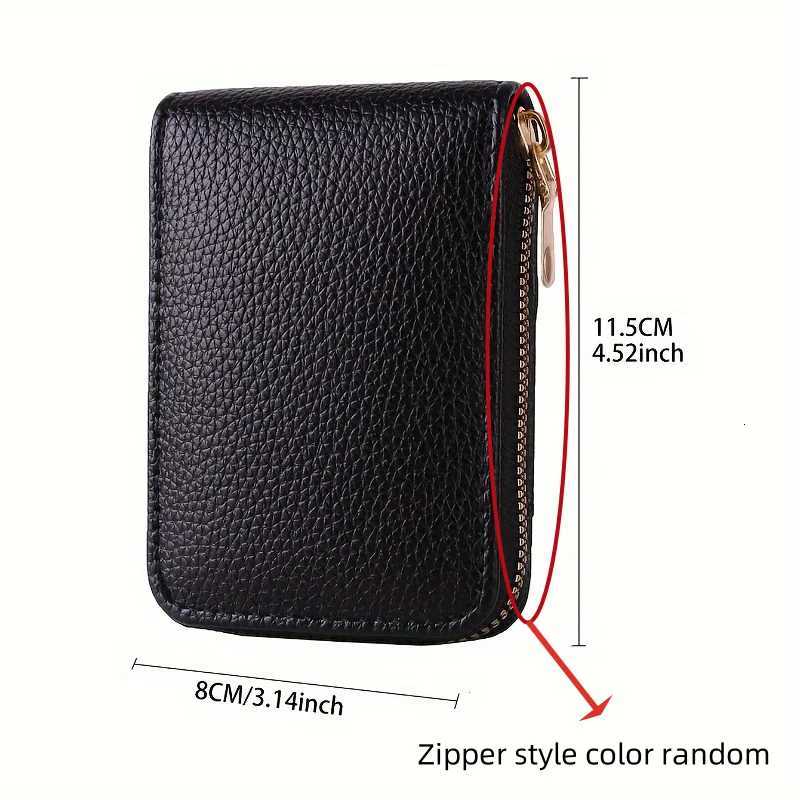 1Pc Leather Card Case with Zippered Coin Compartment Long Lasting and Durable Portable Perfect for Daily CommutingW251017