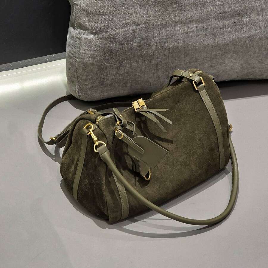 Autumn New Matte Leather Boston Pillow For Women, Large Capacity Single Shoulder Crossbody Commuter Bag, Bowling Bag