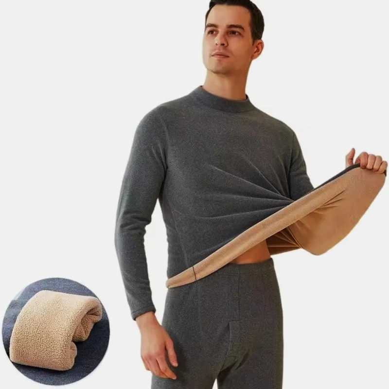 New Winter Thermal Underwear Men Mockneck First Layer 2 Pieces Under Panties and Undershirts Keep Warm Clothing Elastic L4XL H251017