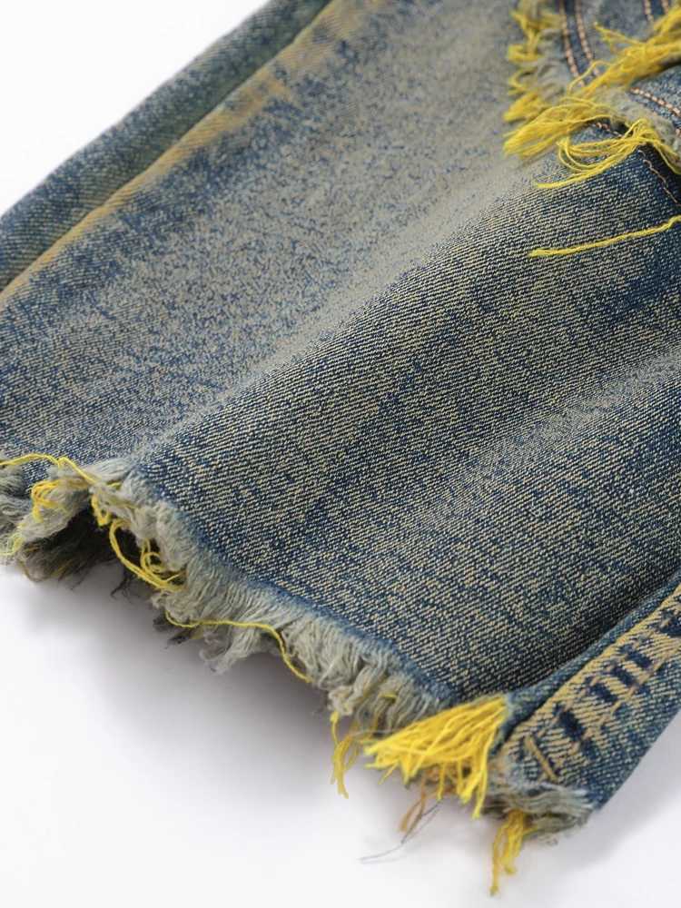 Fashion Ripped Patchwork Mens Jeans Zipper High Waist Slim Pencil Denim Pants 2025 Autumn Male Streetwear1 Y251105