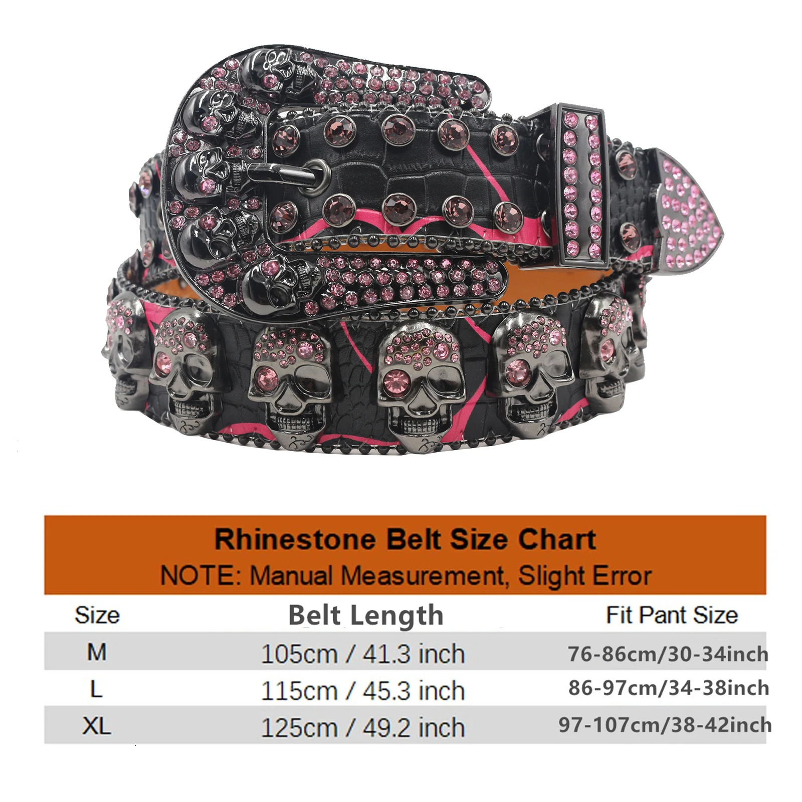 Mens Jeans Skull Rhinestone Women Belt Western Denim Shiny Rivet n Artificial Diamond Belt Hip Hop Punk Y2k Belt 251010