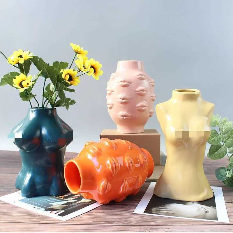 DXUIALOI ceramic vase modern minimst creative human body vase flower arrangement living room Ornaments Home decor accessories C251017