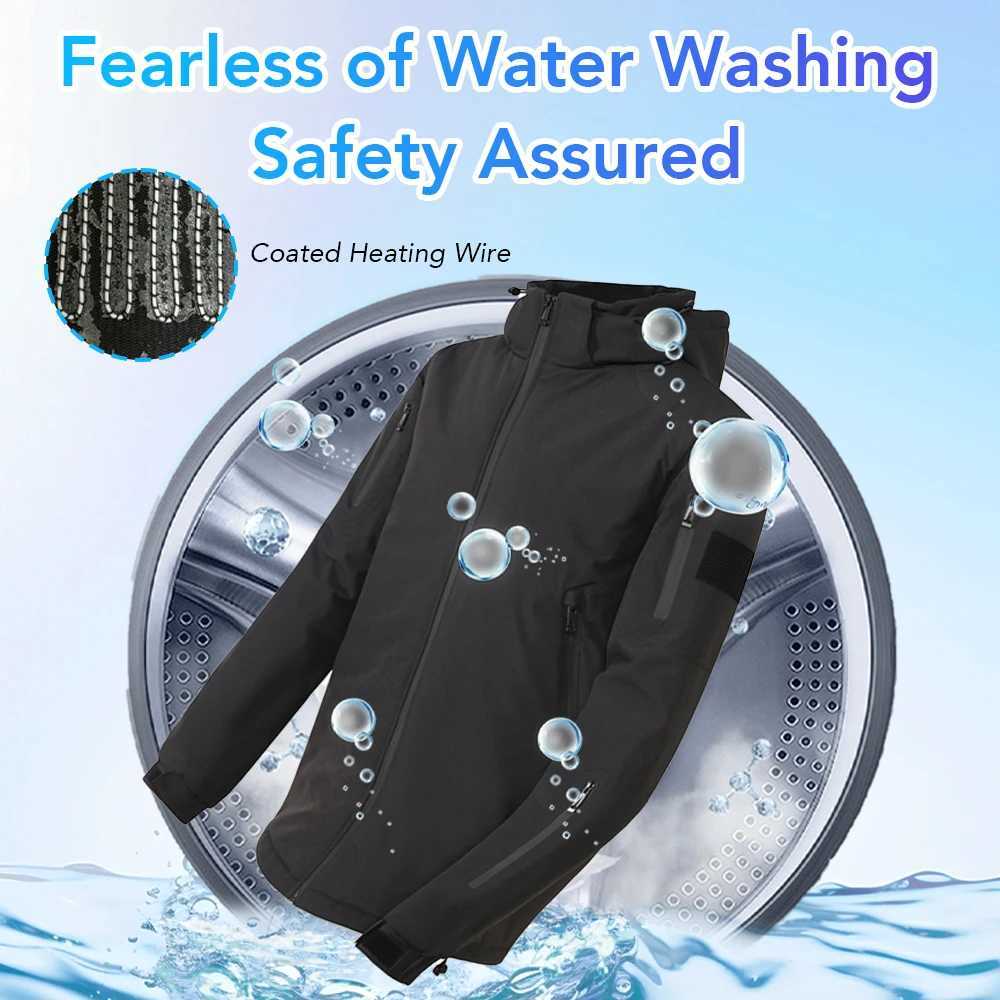 New Intelligent Heating Jacket Men 8 Area USB Electric Heated Hooded Coat Washable Windproof Warm Outdoor Jacket USB Charging H251017