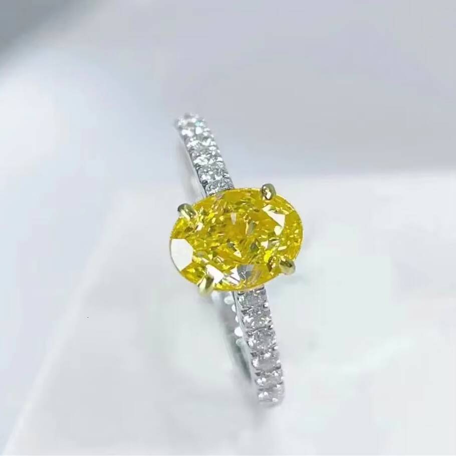 Speedin Diamond Jewelry 12ct 4 Prong Setting 14k 18k Gold VVS Fancy Yellow Oval CVD Lab Diamond Forever Wedding Ring