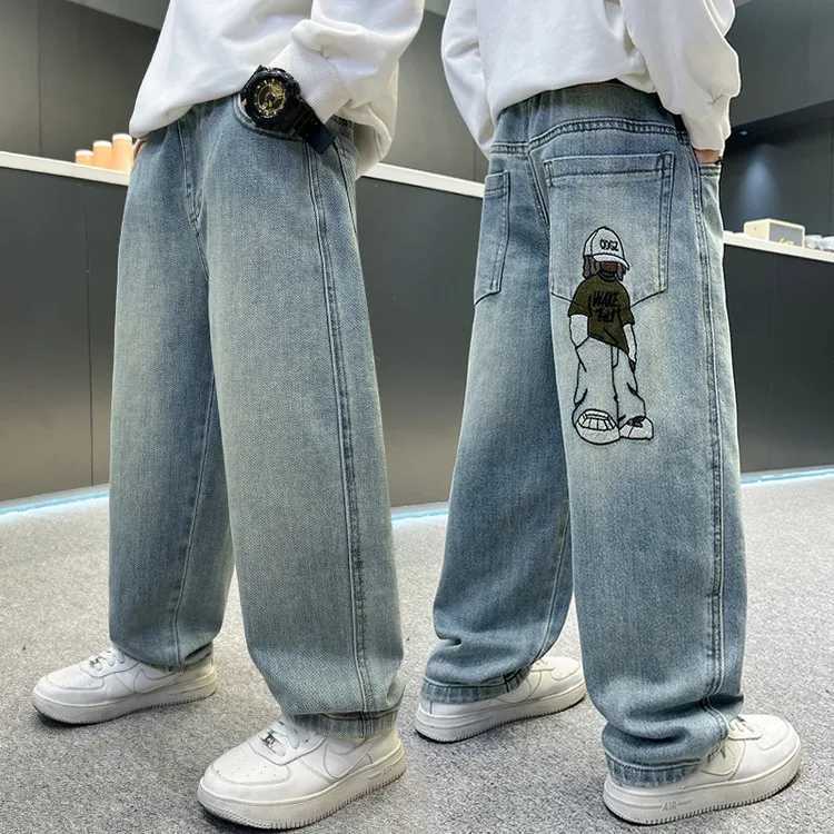 2025 Fashion Cartoon Jeans for Boys Teenage Children Jeans Elastic Waist Denim Pants Kids Trousers for Boys Kids Clothes 514TT251017