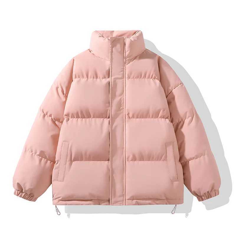 Winter Padded Jacket Men Loose Large Size Stand Collar Solid Color Quilted Coat Cold Proof Warm Thick Casual Wadded Jacket W251016