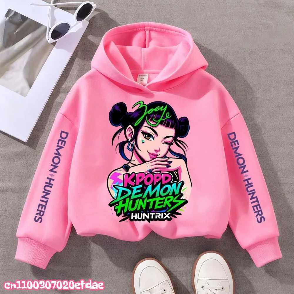 2025 KPop Demon Hunter Girls Boy Hooded Sweatshirt Warm Childrens Korean Wave Fashion Casual Tops Casual Girls Clothing C251017