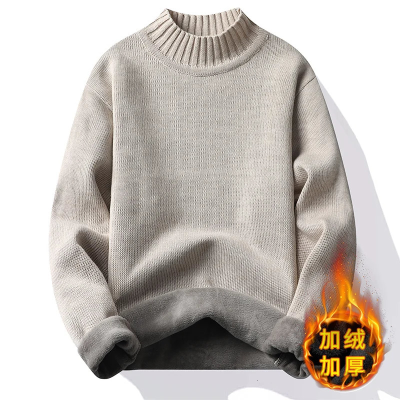 Mens Winter Fleece Pullover Knit Sweater Wool Plus Velvet Clothing Thick Warm Oneck Jumpers Fashion Y2K Knitwear 251017