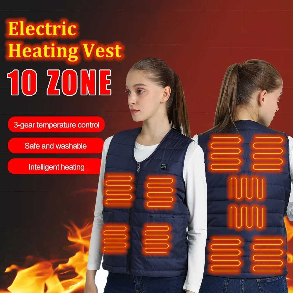 2023 10 Heated Vest Zones Electric Heated Jackets Men Women Outdoor Heated Coat Winter Warm Clothes Heated Vest Oversized 7XL H251017