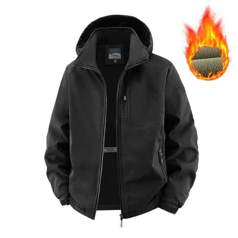 Winter Man Fleece Outdoor Windproof Jacket Man Detachable Hat Outwear Jackets Male Multi Pocket Work Safari Jacket Plus Size 8XL J251017