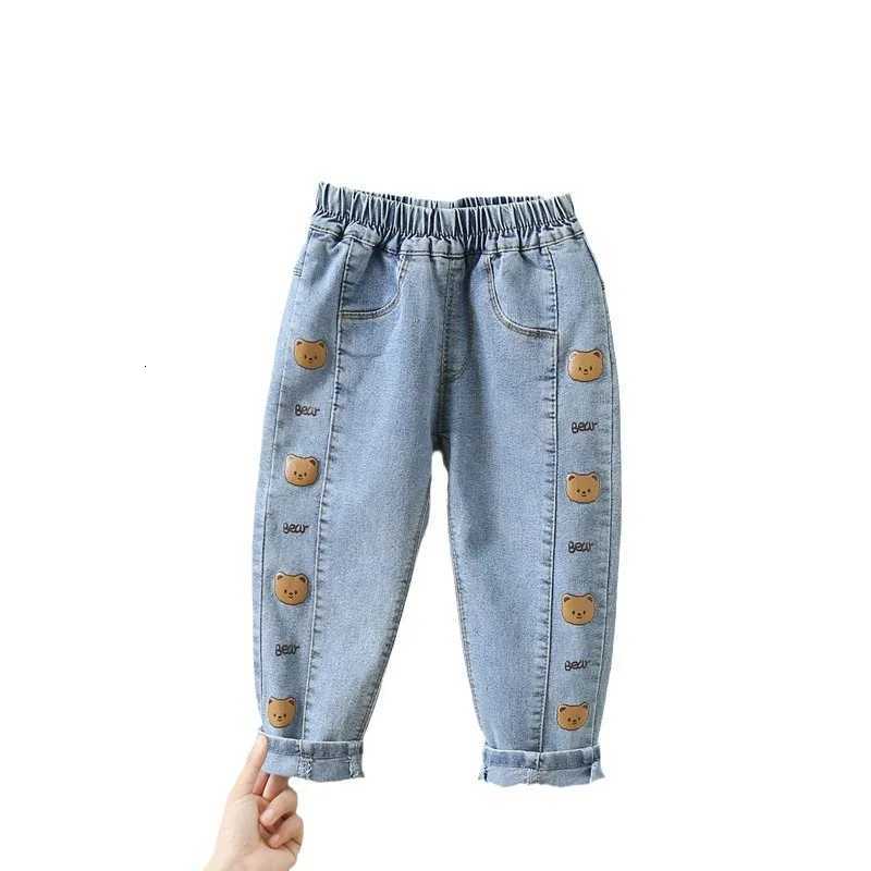 Kids Girl Jeans Floral Cartoon Long Pants Spring Autumn Graffiti Painting Print Casual Trousers with Hole Children Denim PantsT251017