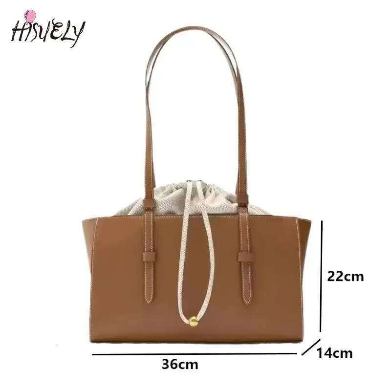 New Leisure Handheld Shoulder Quality PU Leather Women Versatile Drawstring Closed Top Handle Bags Female Crossbody Bag