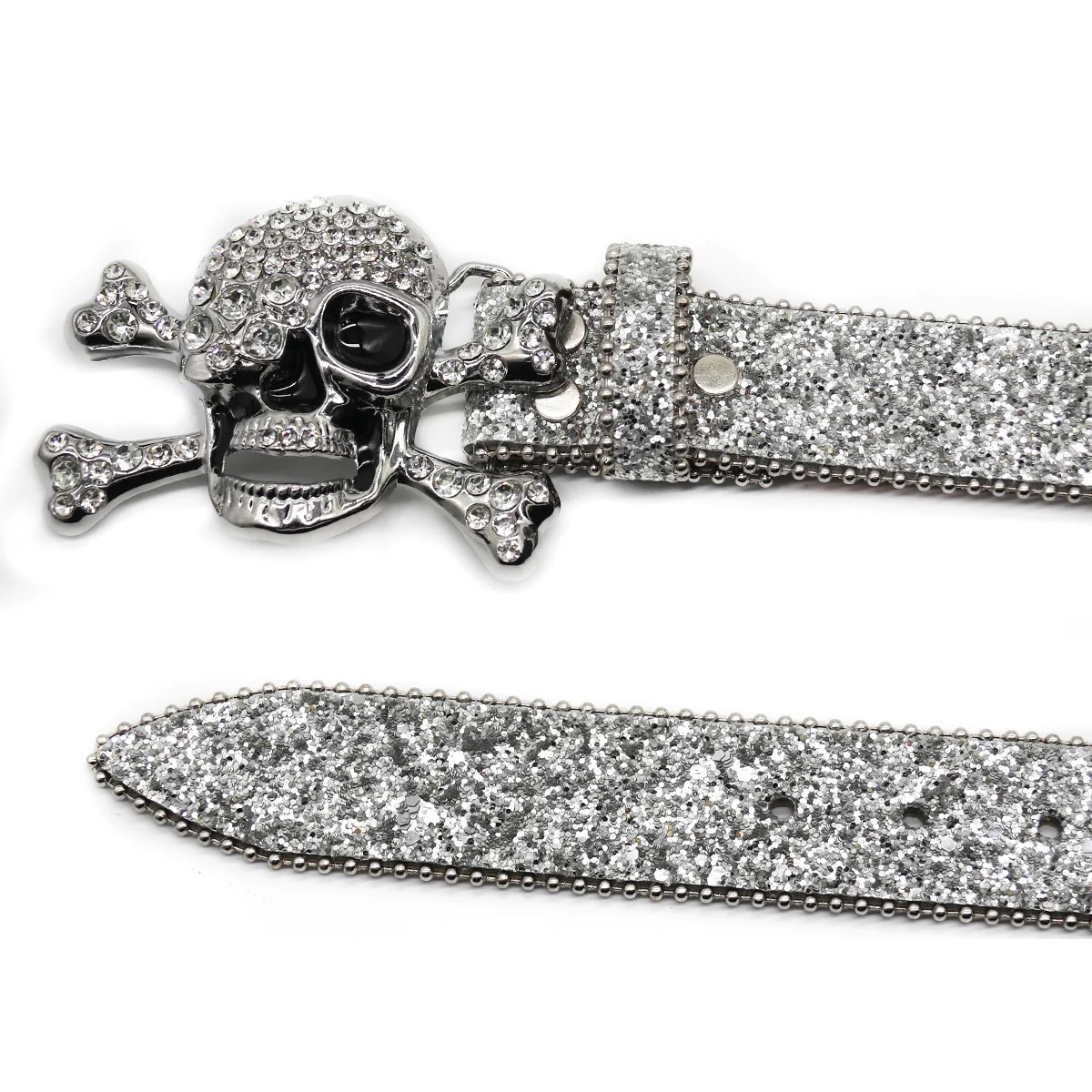 Mens Fashion Skull Rhinestone Belt Bling Studded n Leather Diamond Waistband Western Cowgirl For Jeans Dress 251010