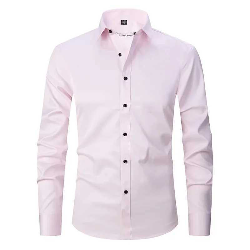Mens Casual Long Sleeve Shirt FourWay Stretch NoIron Business Leisure White Shirt Seamless CrossBorder Bestseller J251017