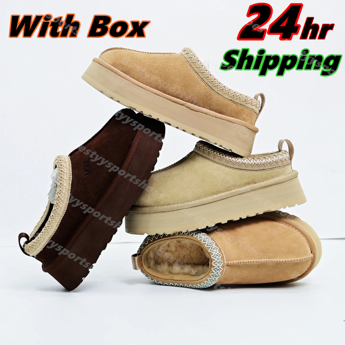 Multi Woman Tasman Slippers Chestnut Fur Slides Sheepskin Shearling Tazz Slippers Mules Men Ultra Mini Platform Boot Slip-on Shoes Suede Upper Comfort Fall Winter