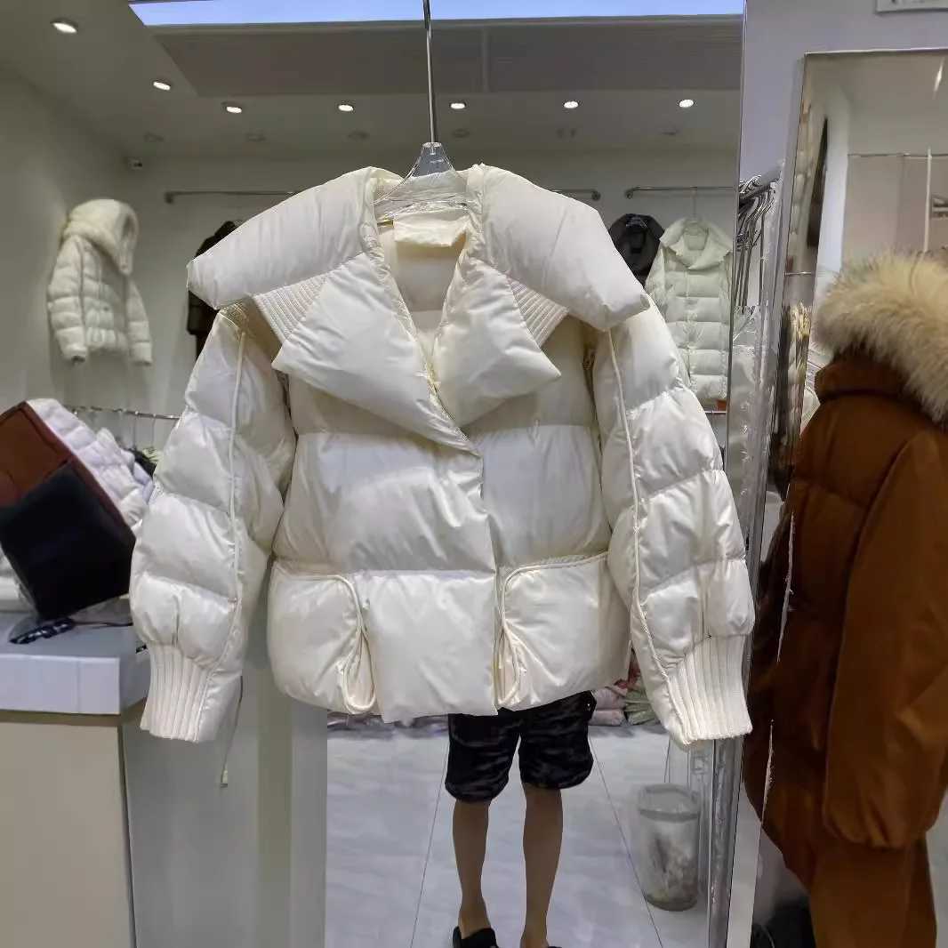 Winter Puffer Jacket Short Streetwear Down Jacket Women White Duck Down Coat Female Warm Parkas Removable Sleeves Outwear W251016