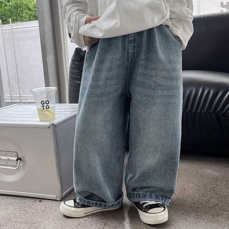 Autumn New Childrens Fashion New Boys Long Pants Jeans Loosefit Casual High Quality Boy Trouser Boys Jeans Blue Jeans B130T251017
