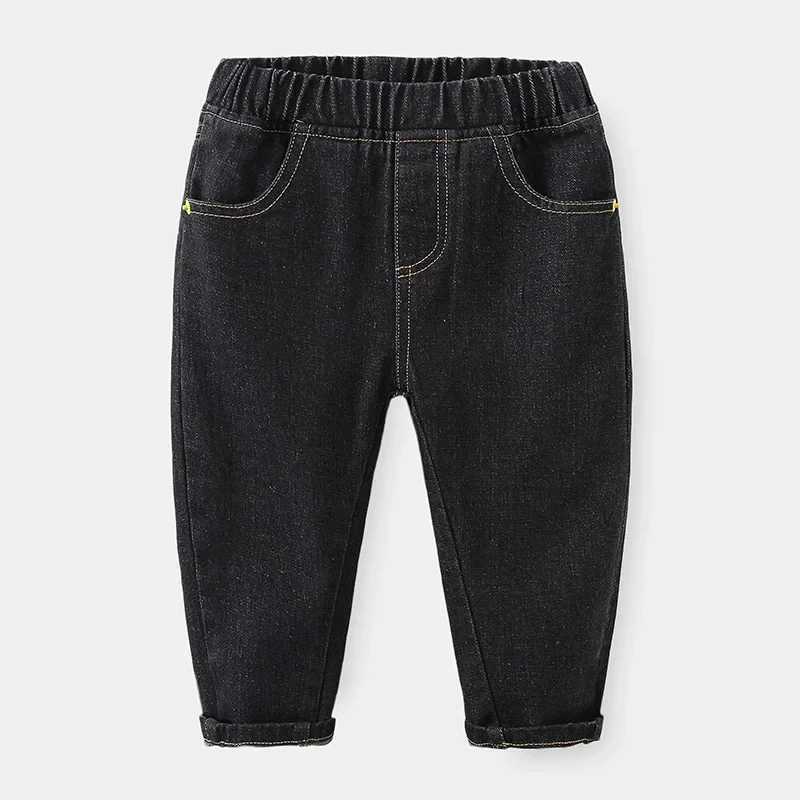 New 2025 Spring Autumn Boys Fashion Solid Jeans Long Trousers Kids Classic Elastic Waist Denim Pants Clothing for 26 YearsT251017