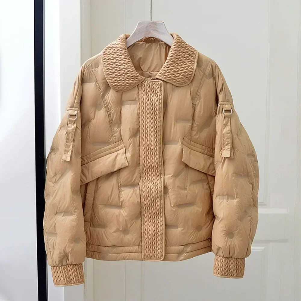 Over Size Puffer Coat Women Loose Outwear Female TurnDown Collar Casual White Duck Down Jacket 2024 New Autumn Winter W251016