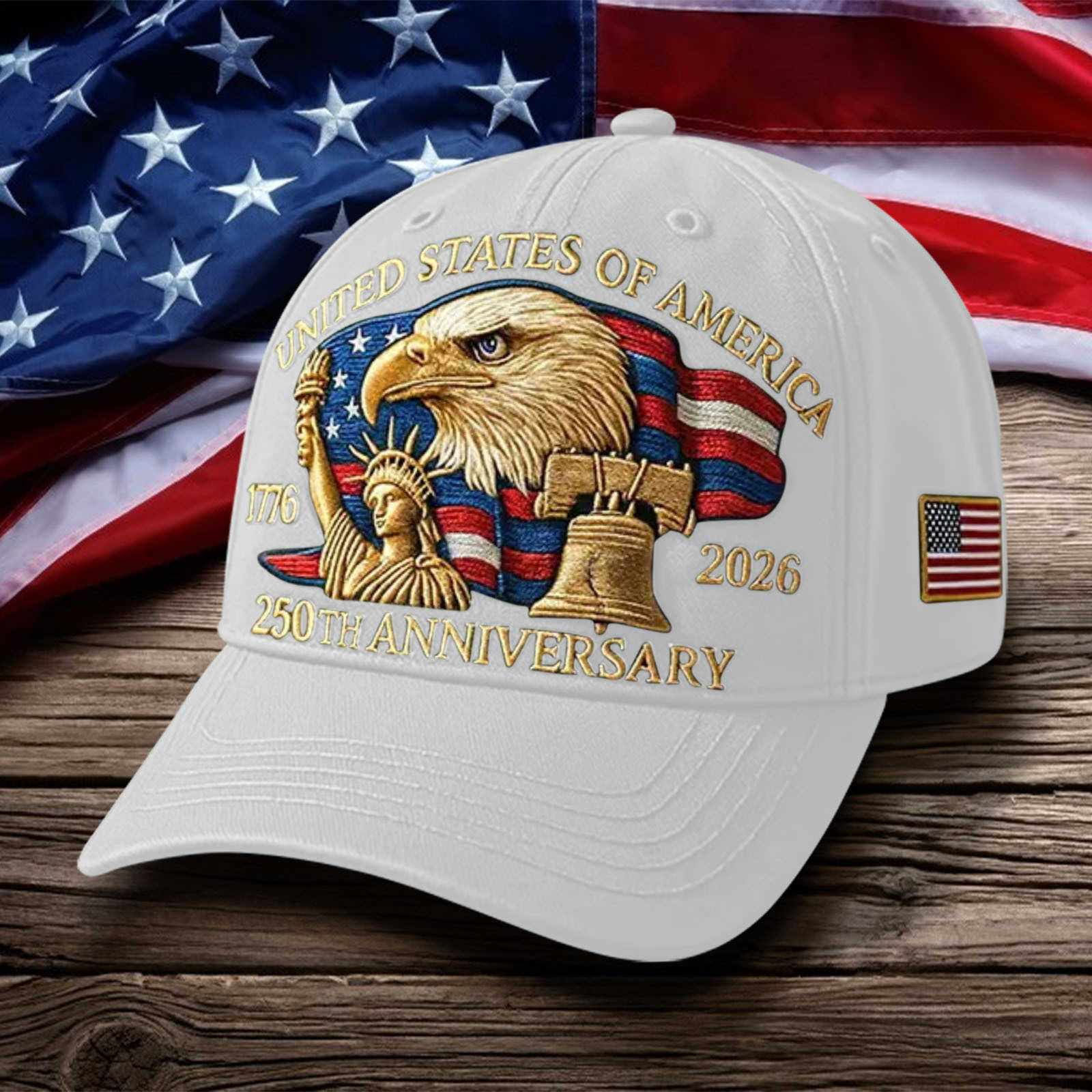 Embroidered Baseball Cap for Men USA 250th Anniversary Commemorative Hat Pure Cotton Soft Top Duckbill Cap W251017