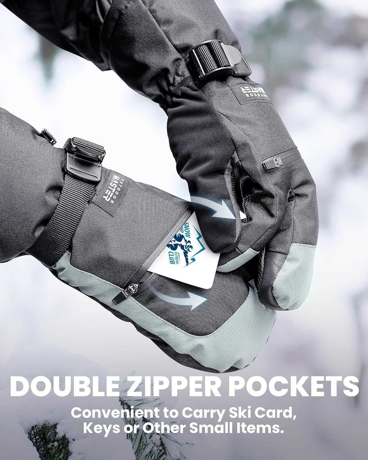 3Finger Ski Gloves for Women Men Waterproof Windproof Ski Mittens Winter Warm Snowboarding Gloves with DoublePocket Z251017