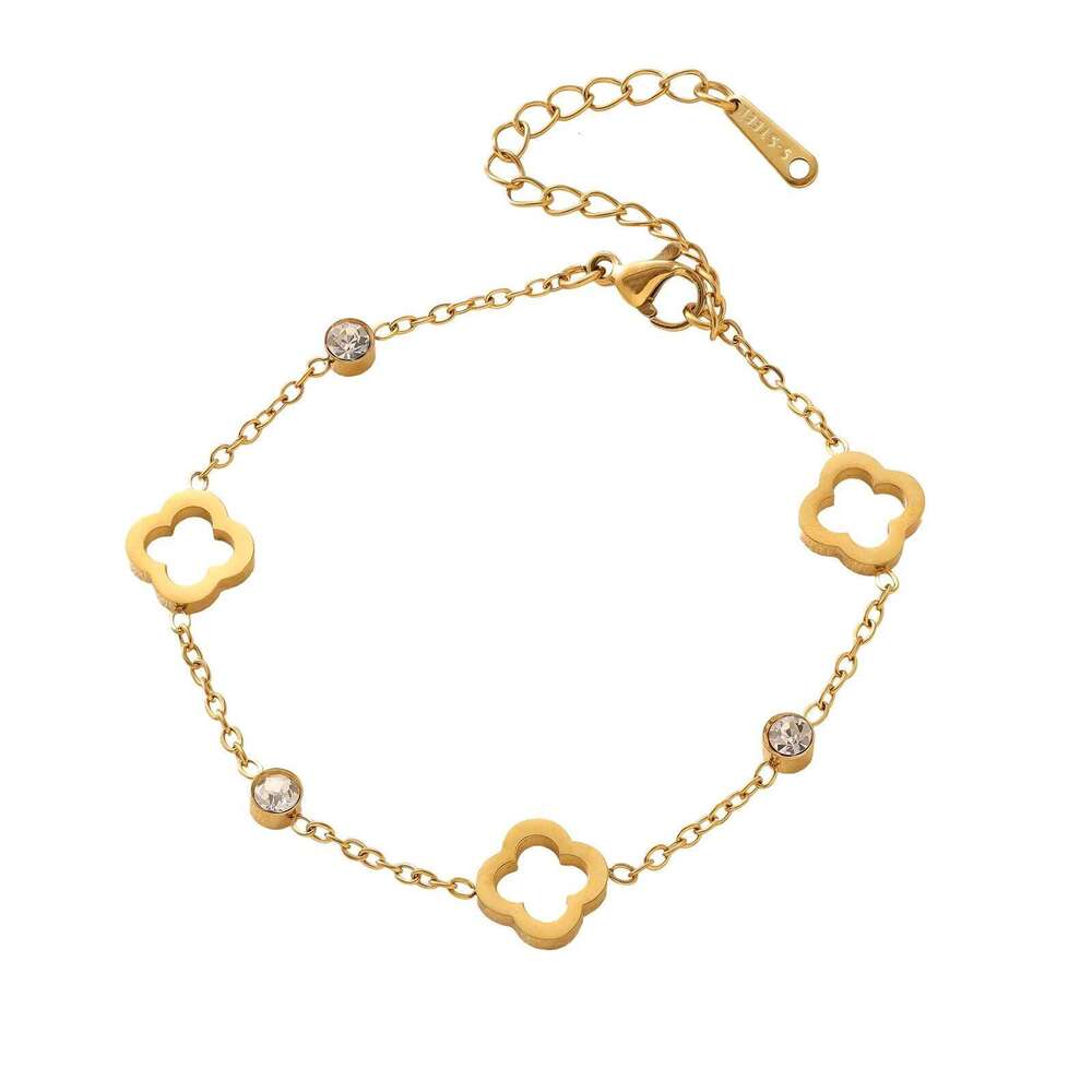 Elegant Four Leaf Clover Bracelet For Women Girls Daily Wear Stainless Steel Jewelry Friend Gift