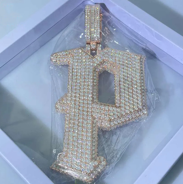 Pass Diamond Tester Hip Hop Iced Out Classic Design Moissanite Diamond Letter Pendant