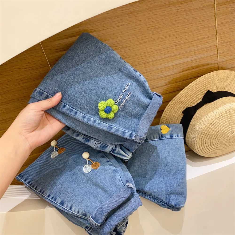 2023 Fashion Girls Jeans For Kids Clothes Flowers Denim Pants Autumn Baby Girl Straight Trousers 16 Years Kids Harem JeanT251017