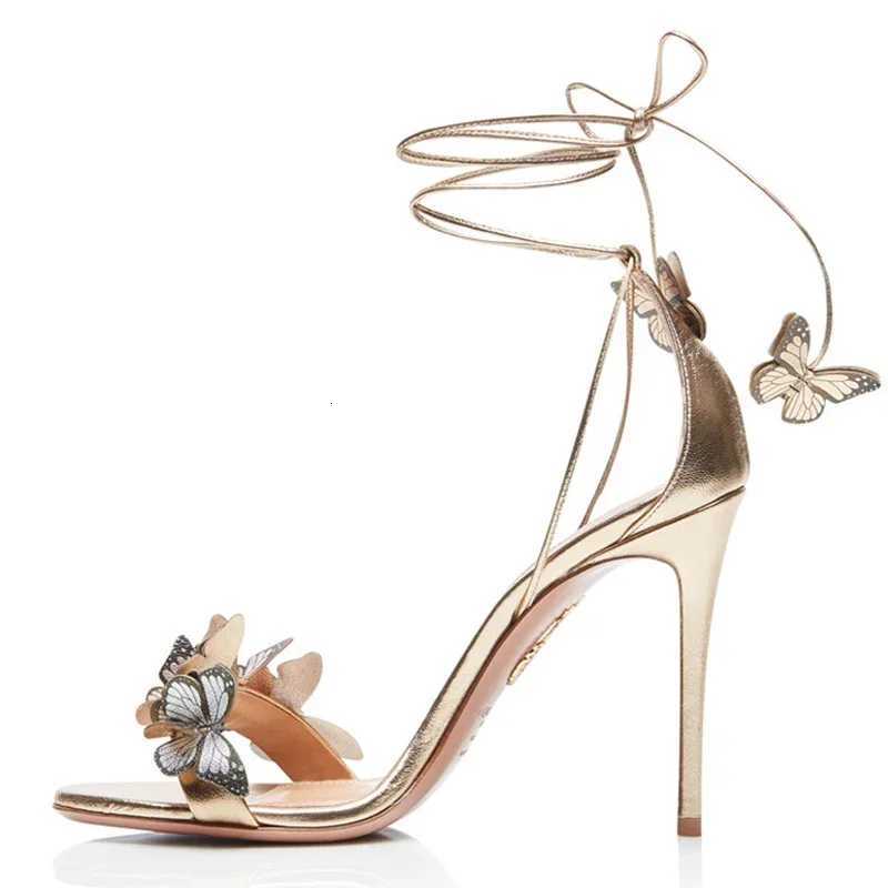 New Luxury Design Cross Strap Sandals Women Summer Fashion Butterfly Open Toe Elegant High Heels Wedding Banquet Shoes for Women Z251015