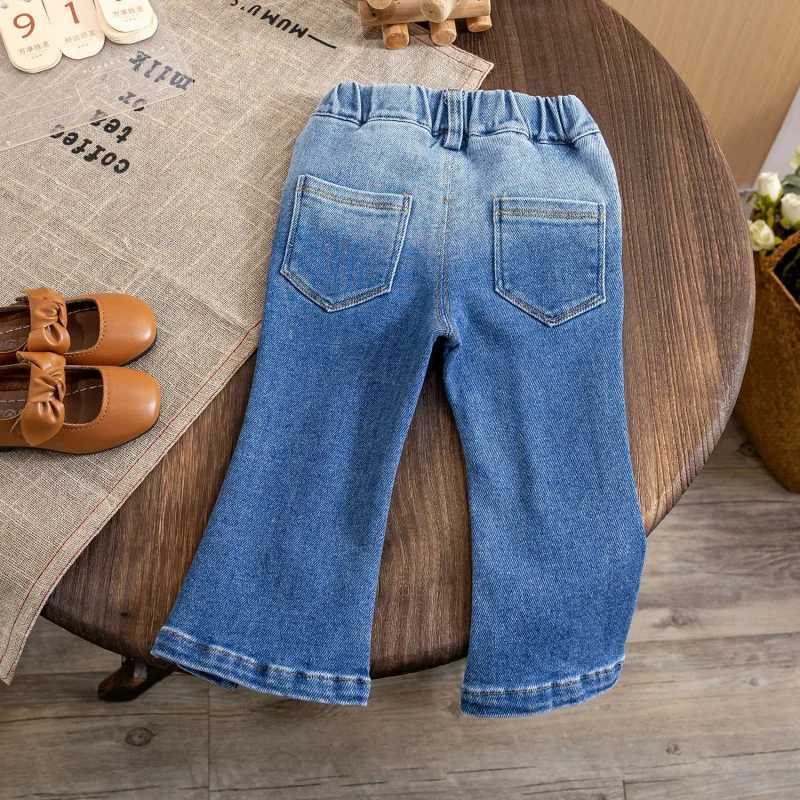 LYYChildrens Clothing Girls Autumn Clothes New Fashionable Bow Jeans BellBottom Pants Baby Girl AllMatching Slim Fit PantsT251017
