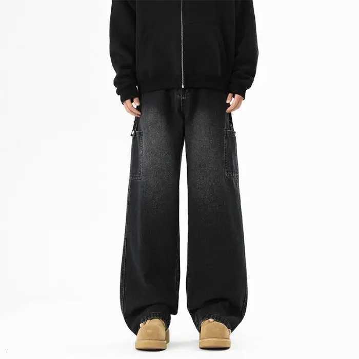 Cargo Jeans Mens Autumn New Vintage Fashion Straight Denim Trousers Casual Wide Personalized Male Clothing Pants Men Denim1 Y251105