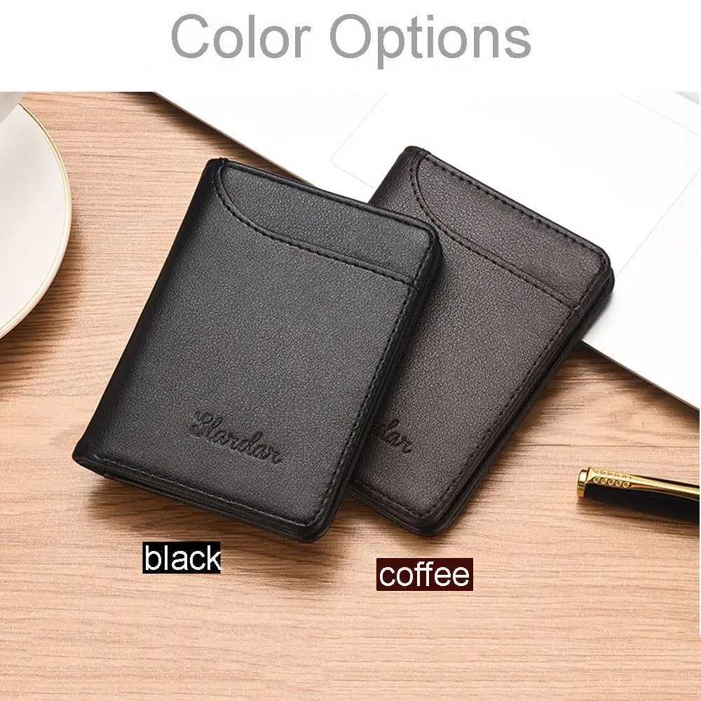 Fashion Thin Wallet Credit Card CoffeeBlack Men Wallet Bifold Money Clip Male Business ID Card Holder Short PU Leather PursesW251017