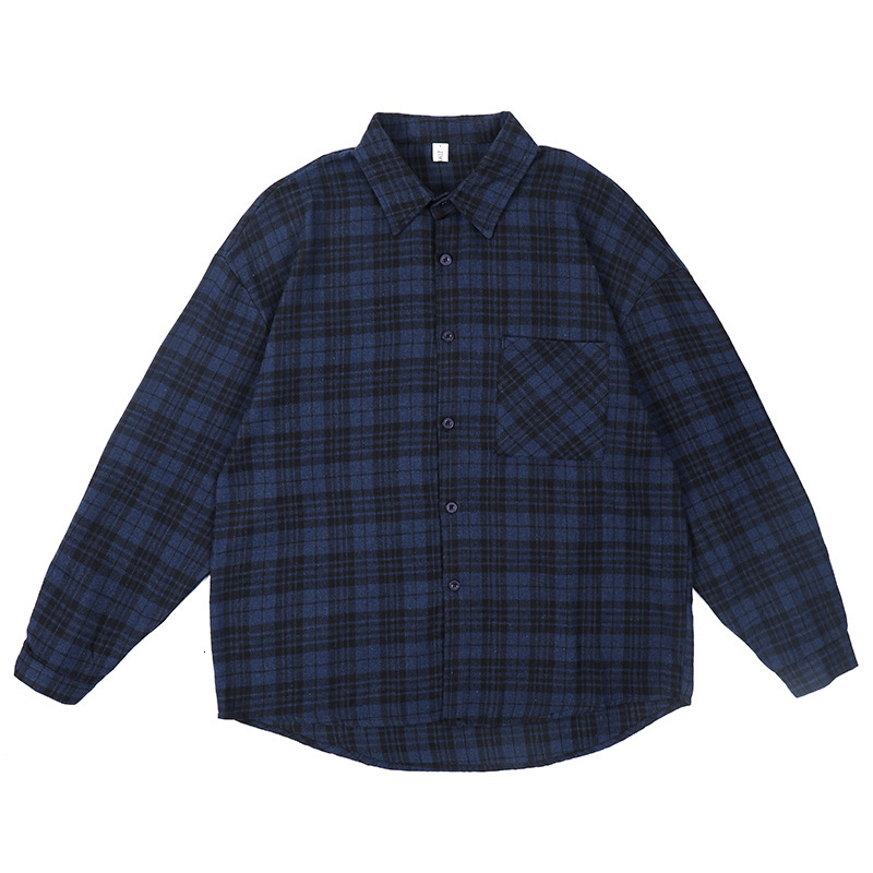 Plaid Shirt Men's Long Sleeve Autumn Trendy Top Ins Loose Cool Casual Jacket