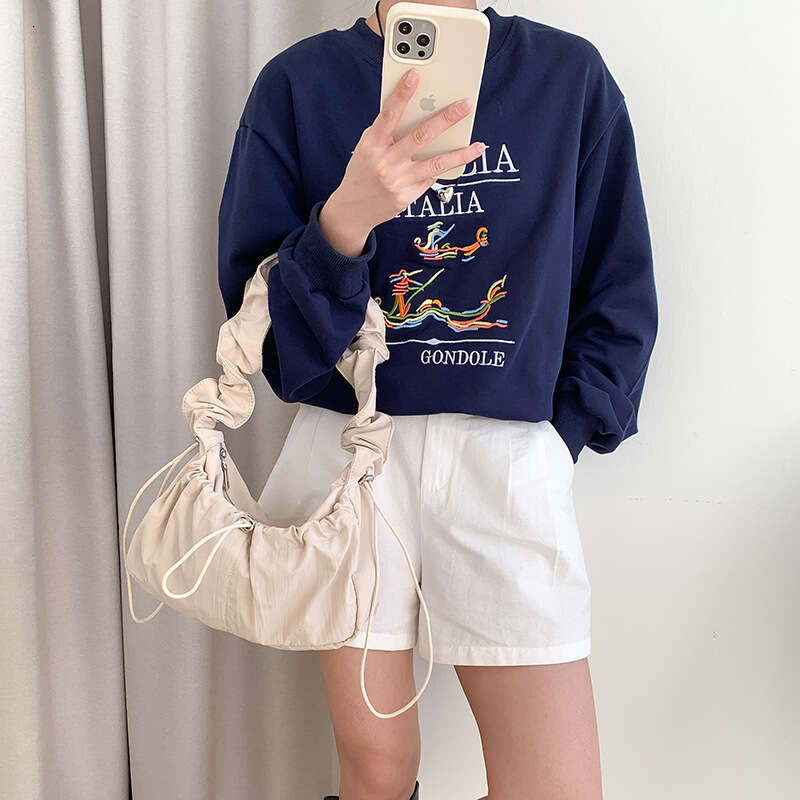 Pleated Underarm Cloud Elegant Simple Korean Style Single Shoulder For Women High-End Niche Nylon Bag Commuting Versatile B5